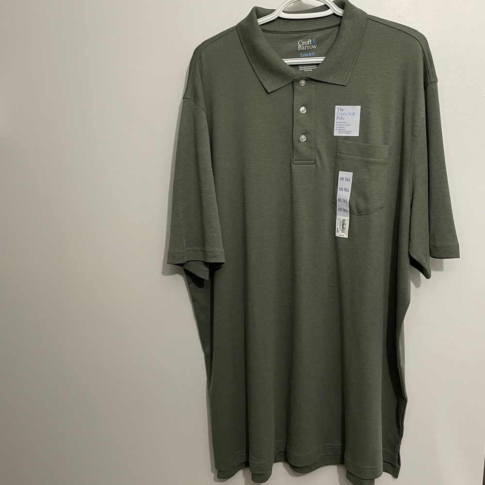 Croft and Barrow Mens Short Sleeve Polo Shirt Extra Soft Tall Pocketed